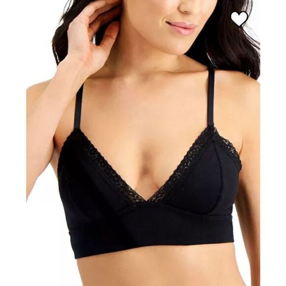 JENNI INTIMATES - NWT - L Sz M “On Repeat” Wide Lace Bralette in Deep Black - Picture 13 of 14